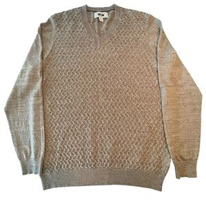 🤎Joseph Abboud V-Neck Merino Wool blend Textured Tan Sweater size XL